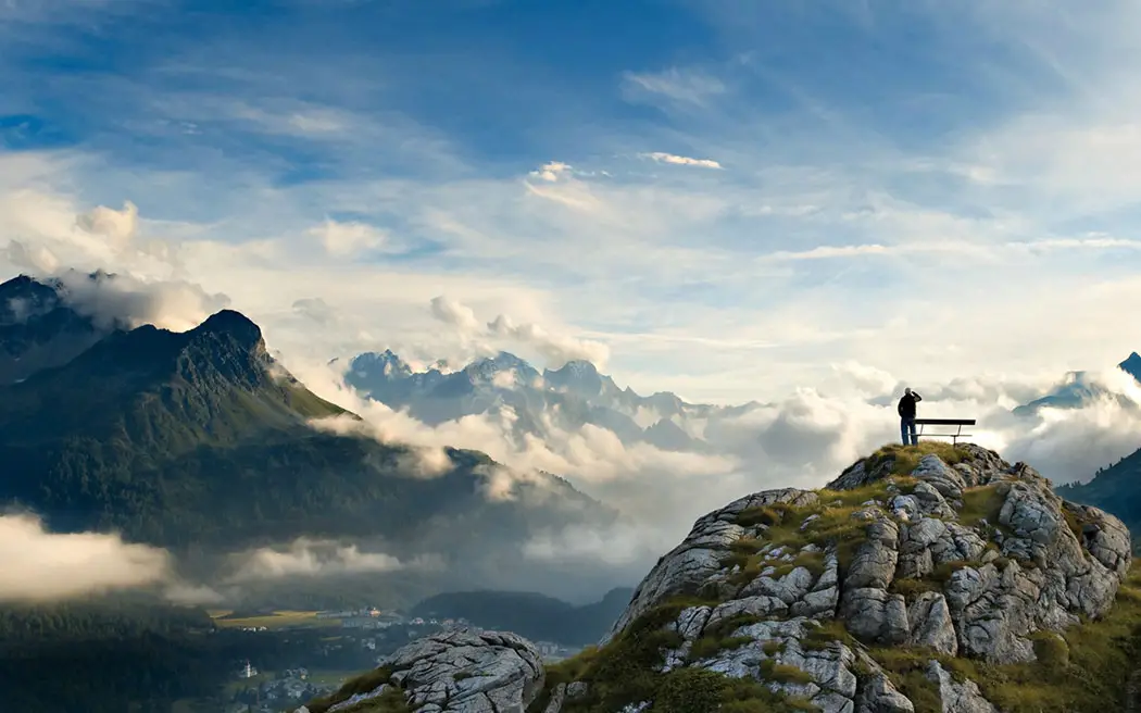 Bench On Top of the mountain by Gian Andri Giovanoli