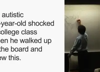 Autistic 11-year-old shocked a college class when he walked to the whiteboard and did this