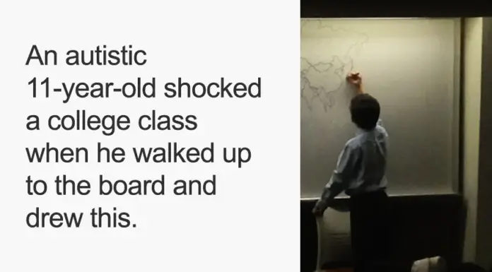 Autistic 11-year-old shocked a college class when he walked to the whiteboard and did this