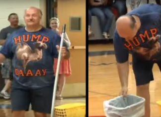 Janitor is called to clean “mess” but looks down at the trash can and sees donation from school