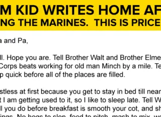 Kid Writes A Letter Home After Joining The Marines.