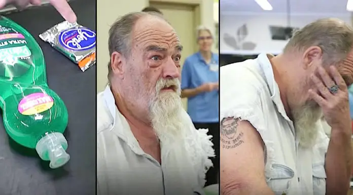 War veteran goes to buy 2 items at grocery store. Suddenly a stranger in line starts filling up his cart