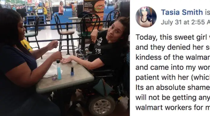 Woman With Cerebral Palsy Turned Away From Nail Salon Gets Pampered By Walmart Cashier