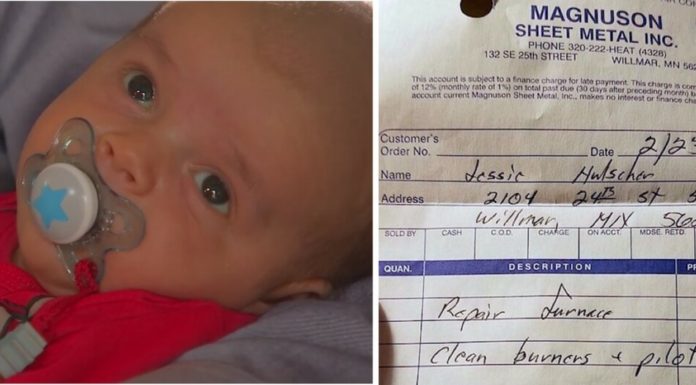Dad calls repairman for furnace emergency. Shocked by note about newborn left on receipt