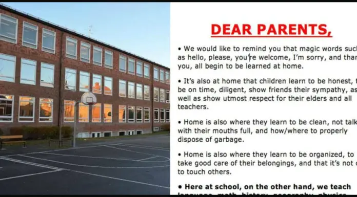 School wants parents to “teach their kids manners” – Now their poster is spreading like wildfire online