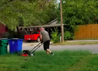 Man photographed mowing ex-wife’s lawn 28-years after getting divorced