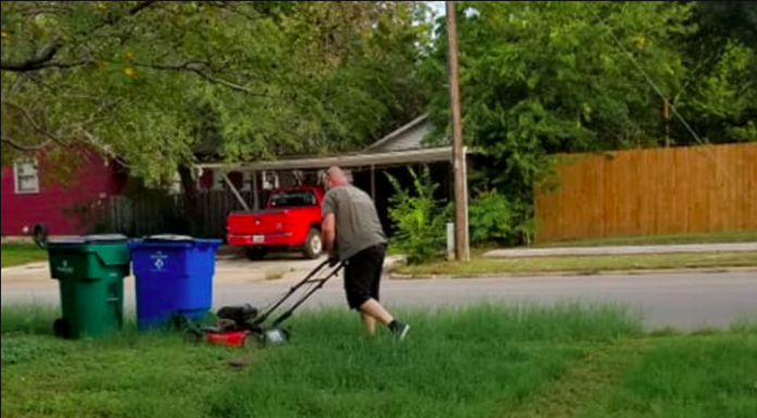 Man photographed mowing ex-wife’s lawn 28-years after getting divorced