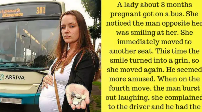 A pregnant woman saw a man smiling at her on the bus – After changing the seats several times she called the cops.