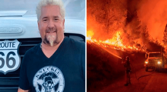 Firemen Battled California Wildfire, And Spots Celebrity Guy Fieri With A Tent