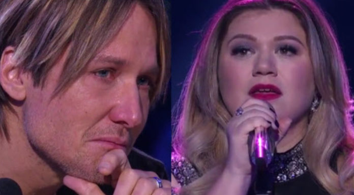 Kelly Clarkson pours her heart out in song on idol causing Keith urban to break down
