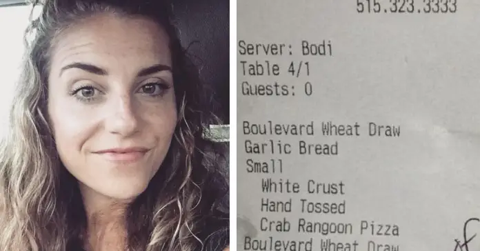 As soon as this mom left the table, her waitress slipped a note to her husband