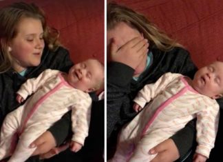 Sister breaks down in tears when she realizes her voice made baby smile
