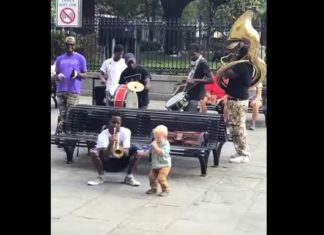 Toddler Performs With Brass Band In New Orleans