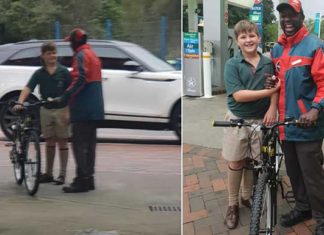 Boy spends all his savings to buy a bicycle for the gas station attendant