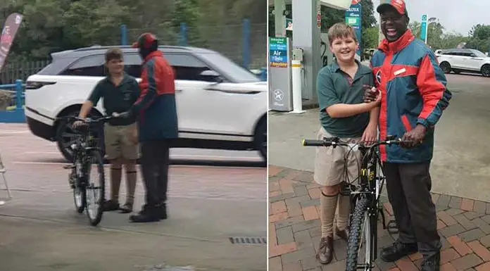 Boy spends all his savings to buy a bicycle for the gas station attendant