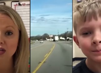 Teacher is alarmed when she spots scared boy furiously pedaling bike on highway