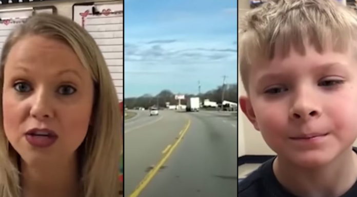 Teacher is alarmed when she spots scared boy furiously pedaling bike on highway