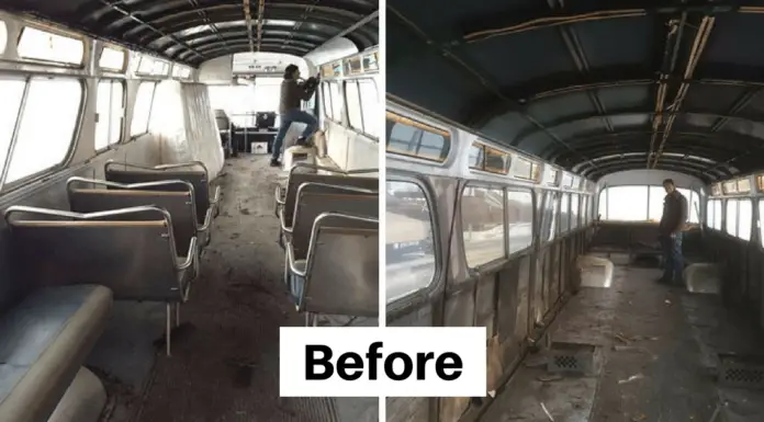 Woman buys vintage bus and transforms it into tiny home