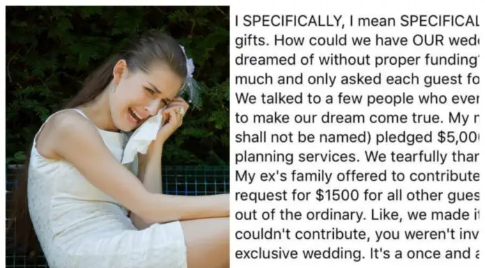 Bride cancels wedding when friends don’t foot bill