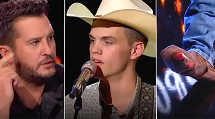 Luke Bryan hands American Idol contestant the boots off his feet