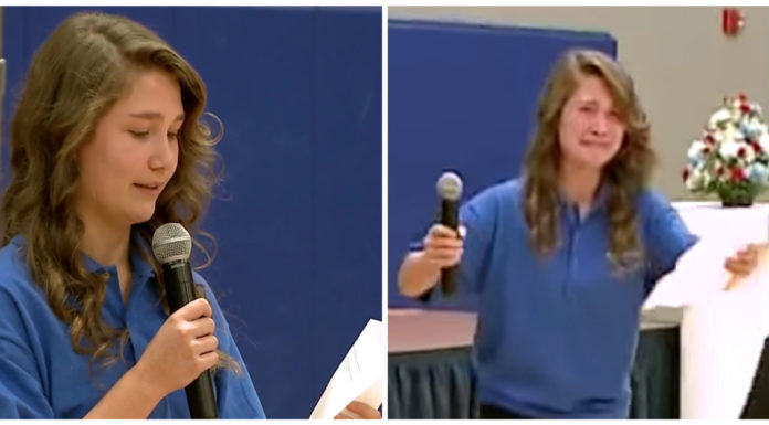 Daughter of military dad gets huge surprise at school