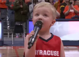 3-year-old becomes the youngest person to sing the National Anthem in the history of Carrier Dome