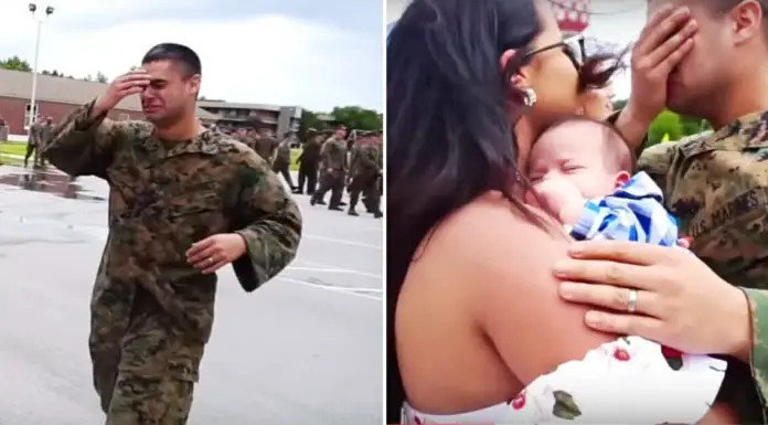 Marine Breaks Down in Tears Before Even Reaching Family When He Lays Eyes on Newborn Son