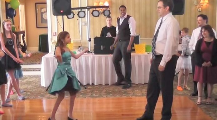 Girl calls her ‘awkward’ dad to the dance floor, and then he steals the show
