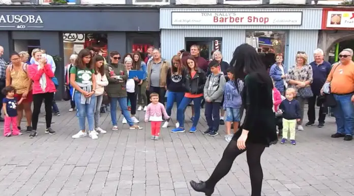 Toddler Charms Crowd While Dancing With Irish Street Dancer