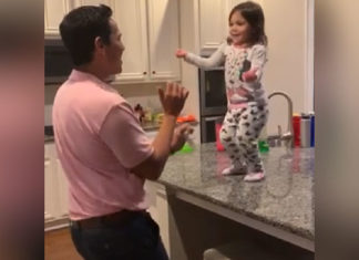 Cute toddler and her daddy share the most amazing dance-off