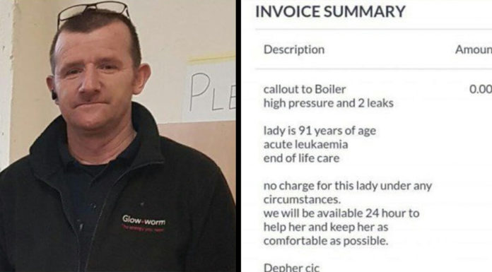 Plumber took job at cancer-sick 91-year-old’s home, and his invoice is now going viral