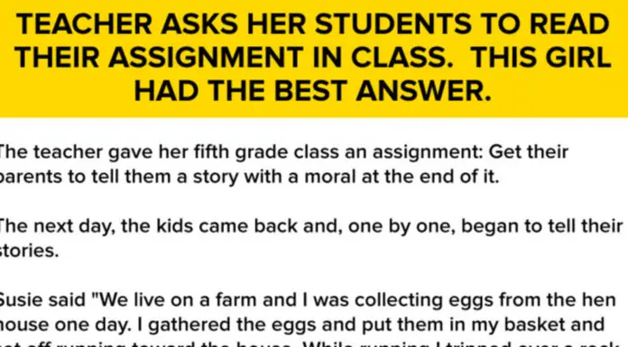 Fifth-grade teacher asks students to share a story with a moral at the end of it