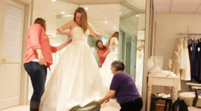 Mother And Daughter Make Fun Of An Overweight Woman At A Wedding Shop