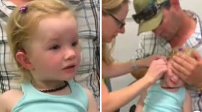 Excited dad shares the moment his youngest daughter hears for the first time