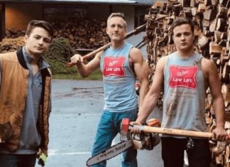 Dad and twin sons cut enough firewood for 80 trucks – give it all away to people in need