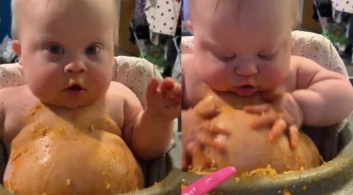 Video of Adorable Baby Rubbing Spaghetti All Over His Belly Is the Joy We All Needed Today