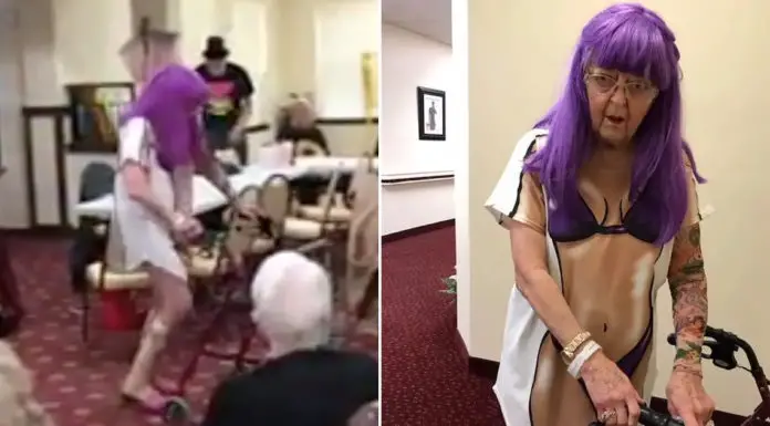84-Year-Old Lady Dressed in Hilariously “Provocative” Outfit Steals the Show at Retirement Home Party
