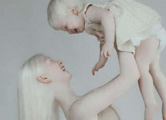 Two albino sisters from Kazakhstan born 12 years apart become modeling sensation