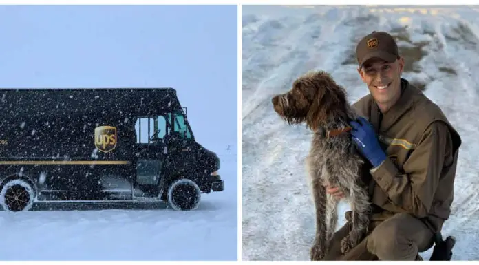 Hero UPS driver jumps into icy pond to save a drowning dog