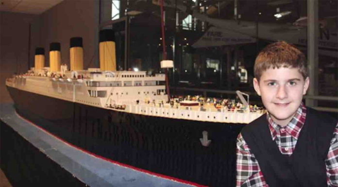 Autistic boy builds the world’s largest Titanic replica using 56,000 Lego bricks