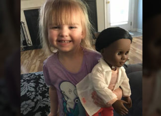 Two year old has the perfect response for cashier who questioned black doll
