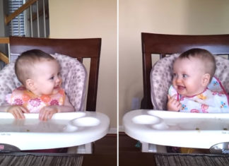 Twin sisters start “dancing” when daddy starts playing the guitar