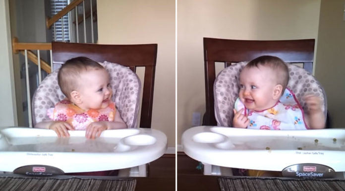 Twin sisters start “dancing” when daddy starts playing the guitar
