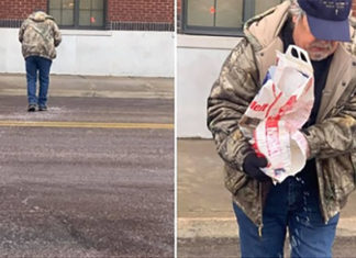Super dad goes viral after he shows up at his daughter’s work to put salt on the icy path
