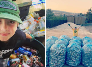 11-year-old boy runs his own recycling company and is changing the world one can at a time