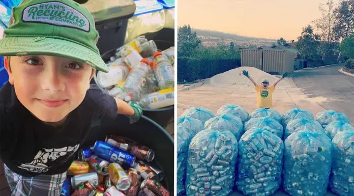 11-year-old boy runs his own recycling company and is changing the world one can at a time