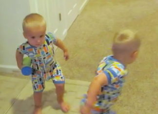 Two cute twin boys go right to bed when their mom tells them to