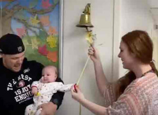 Mom rings bell after baby daughter’s cancer recovery in heartwarming video