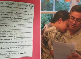 Father experiences heartbreak after he comes across a paper in which his son wrote he had no friends