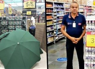 Sales representative dies of heart attack during working hours, store’s employees cover his body with umbrellas in an effort not to close the place